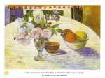 Flowers and a Bowl of Fruit on a table  (LM)