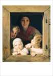 Junge B�uerin mit drei Kindern