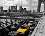 Yellow Cab on Brooklyn Bridge