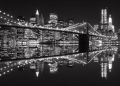 New York (Brooklyn Bridge night BW) - fototapeta
