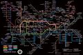 London Underground (Black Map) - Mapa Londynu - plakat