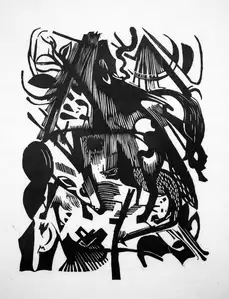 Franz Marc Birth of the wolves - plakat