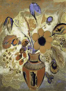 Odilon Redon Etruscan Vase with Flowers (1900—1910) - plakat