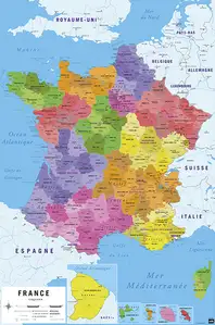 Mapa Francji - plakat