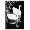 Ohara Koson White Chinese Geese Swimming by Reeds - plakat