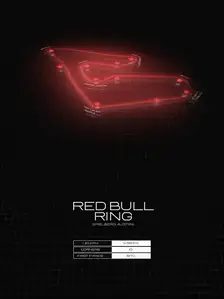 Red bull ring, Austria, black - plakat