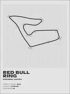 Red bull ring, Austria, gray - plakat