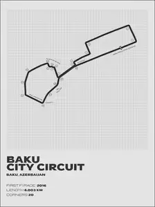 Red bull ring, Baku, gray - plakat