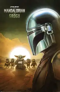 Mandalorian i Grogu Bohaterowie Star Wars Gwiezdne Wojny - plakat