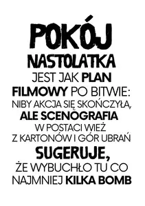 Pokój nastolatka jest jak plan filmowy -biały - plakat