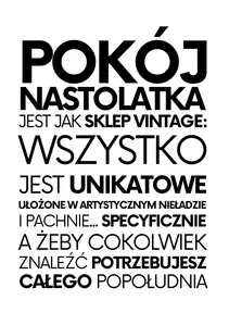 Pokój nastolatka jest jak sklep vintage -biały - plakat