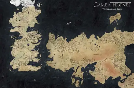 Gra o Tron Mapa Essos i Westeros - plakat