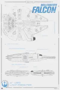 Star Wars Gwiezdne Wojny Przebudzenie Mocy Sokół Millenium Schemat Budowy - plakat