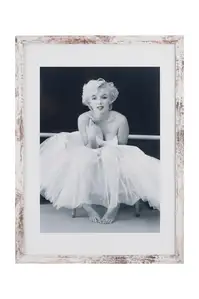 Rama B1 biała przecierana drewniana 100x70 cm