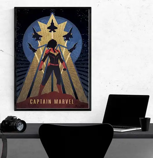 Kapitan Marvel Art Deco - plakat - Galeria Plakatu