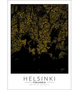 Helsinki złota mapa - plakat