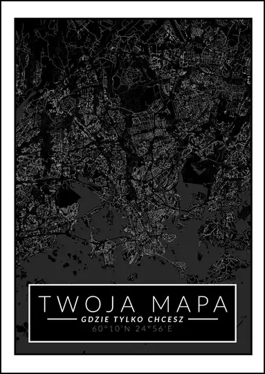 Mapa Twojego miasta dark - plakat
