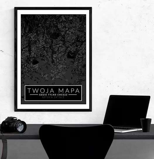 Mapa Twojego miasta dark - plakat