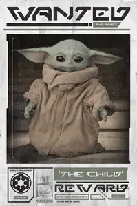 Star Wars The Mandalorian Yoda Wanted - plakat