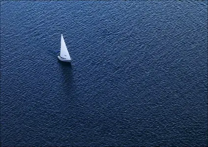 Lonely yacht, The top view - plakat