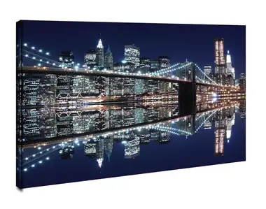 New York Brooklyn Bridge night - obraz na płótnie