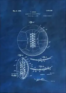 Patent, Retro Piłka Nożna projekt z 1926 Niebieski - plakat