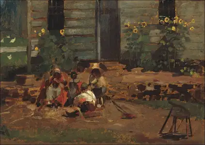 Sketch of a Cottage Yard, Winslow Homer - plakat