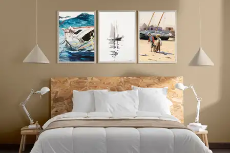[Zestaw] A Basket of Clams, Winslow Homer - plakat + Study for The Gulf Stream, Winslow Homer - plakat + Two–masted Schooner with Dory, Winslow Homer - plakat