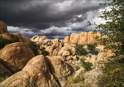 A portion of the in the “Granite Dells” — exposed bedrock of estimated-1.4-billion-year-old igneous-rock formations north of the Central Arizona community of Prescott., Carol Highsmith - plakat