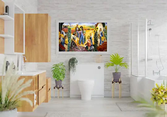 Kansas Farming oil painting at U.S. Courthouse in Wichita, Kansas., Carol Highsmith - plakat