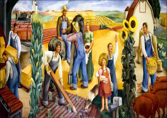 Kansas Farming oil painting at U.S. Courthouse in Wichita, Kansas., Carol Highsmith - plakat