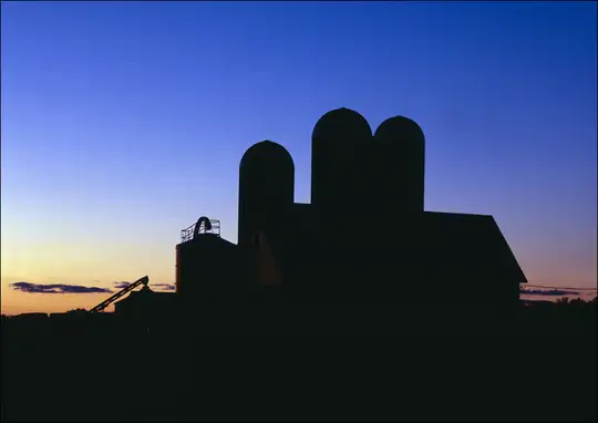 Sunset casts a glow over this dairy barn in Bruce, in northern Wisconsin., Carol Highsmith - plakat