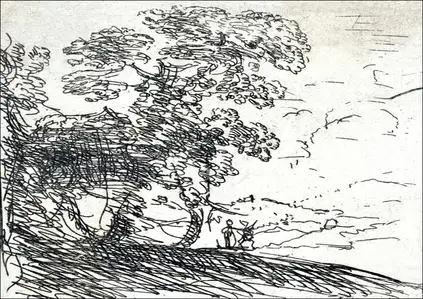 The Two Landscapes (Right Tree), Claude Lorrain - plakat