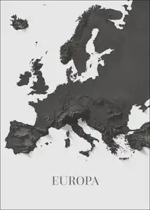 Europa mapa czarno biała - plakat