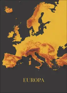Europa mapa złota - plakat