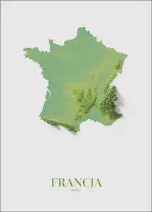 Francja mapa kolorowa - plakat