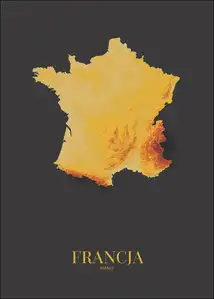 Francja mapa złota - plakat