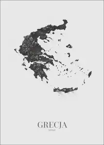 Grecja mapa czarno biała - plakat