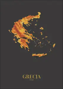 Grecja mapa złota - plakat