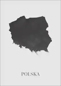 Polska mapa czarno biała - plakat