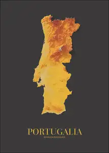 Portugalia mapa złota - plakat