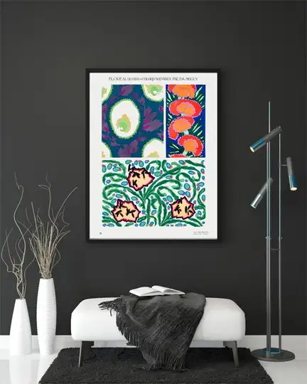 Vintage art deco &amp; art nouveau pattern, plate no. 15 from Floréal, E. A. Séguy -  plakat