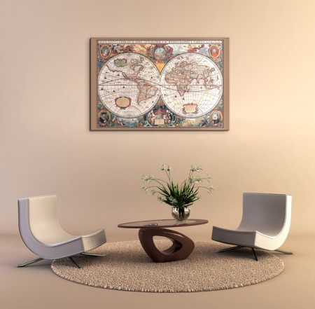 17Th Century World Map - Obraz na płótnie 120x90