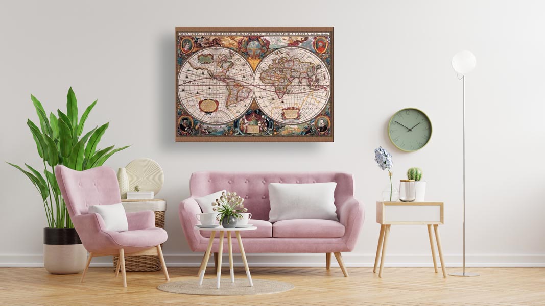 17Th Century World Map - Obraz na płótnie 120x90