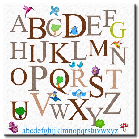 Alfabet II - obraz na płótnie 60x60 cm
