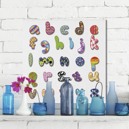 Alfabet - obraz na płótnie 60x60 cm