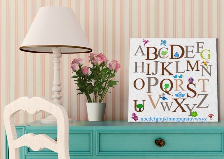 Alfabet II - obraz na płótnie 60x60 cm