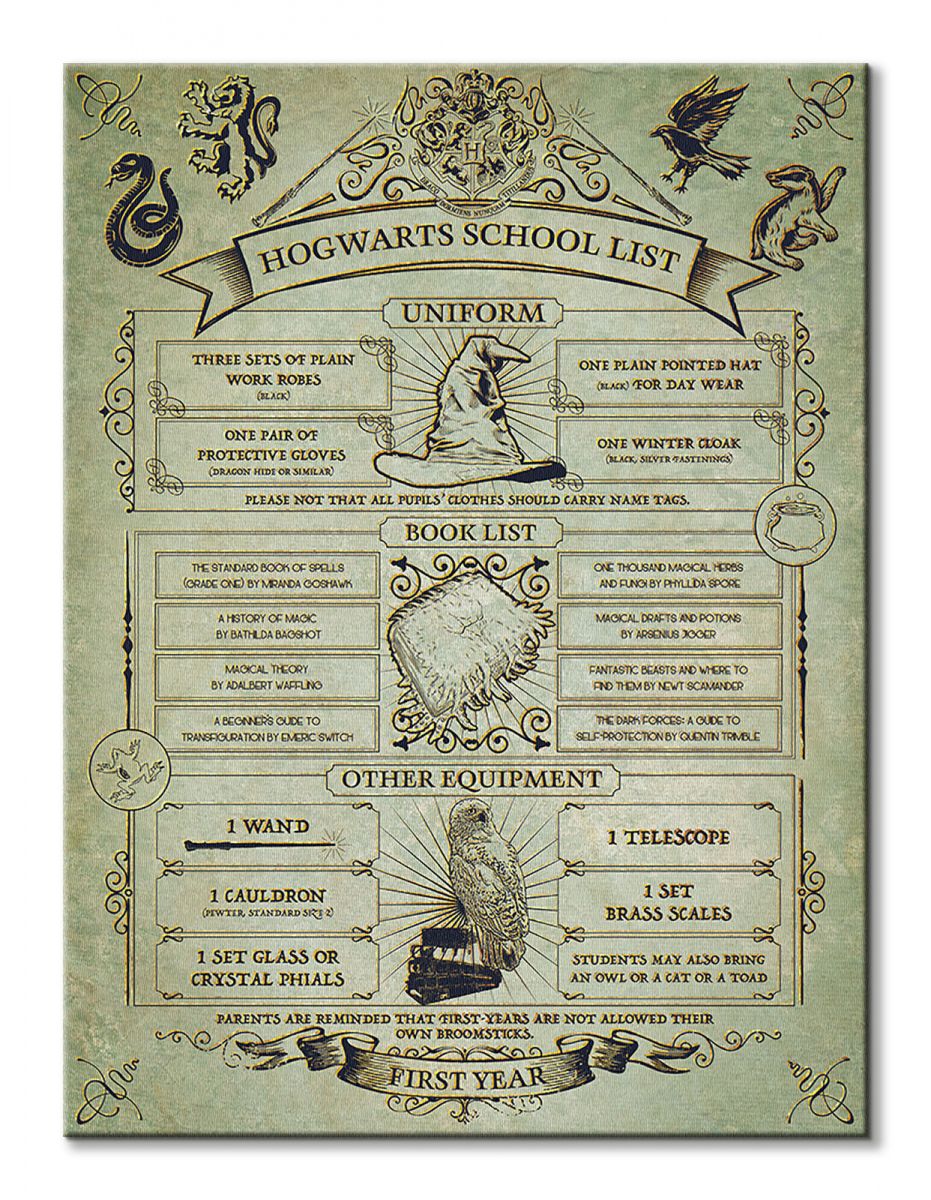 Harry Potter (Hogwarts School List)  - obraz na płótnie 60x80 cm