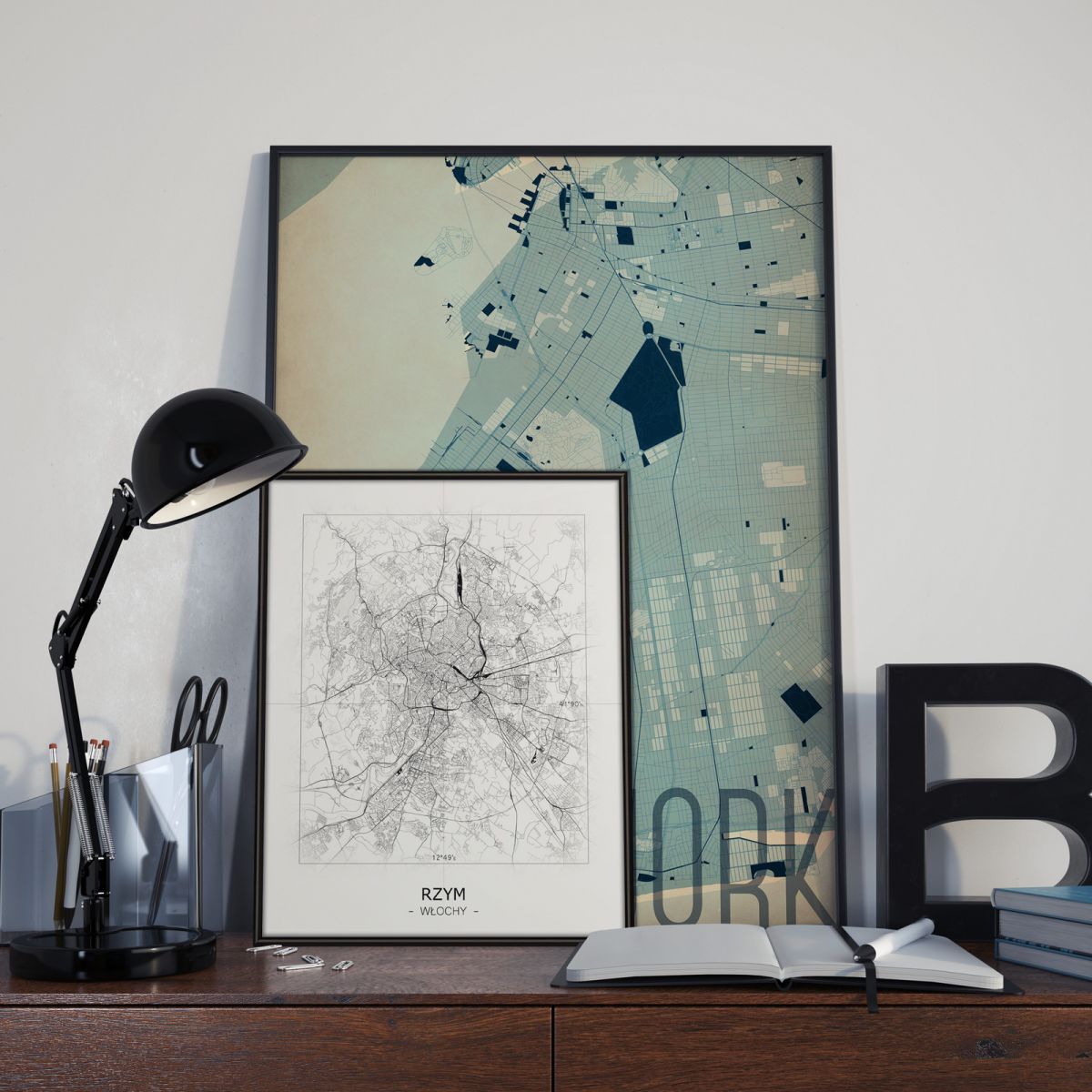 Kraków - Czarno-biała mapa 40x50 cm