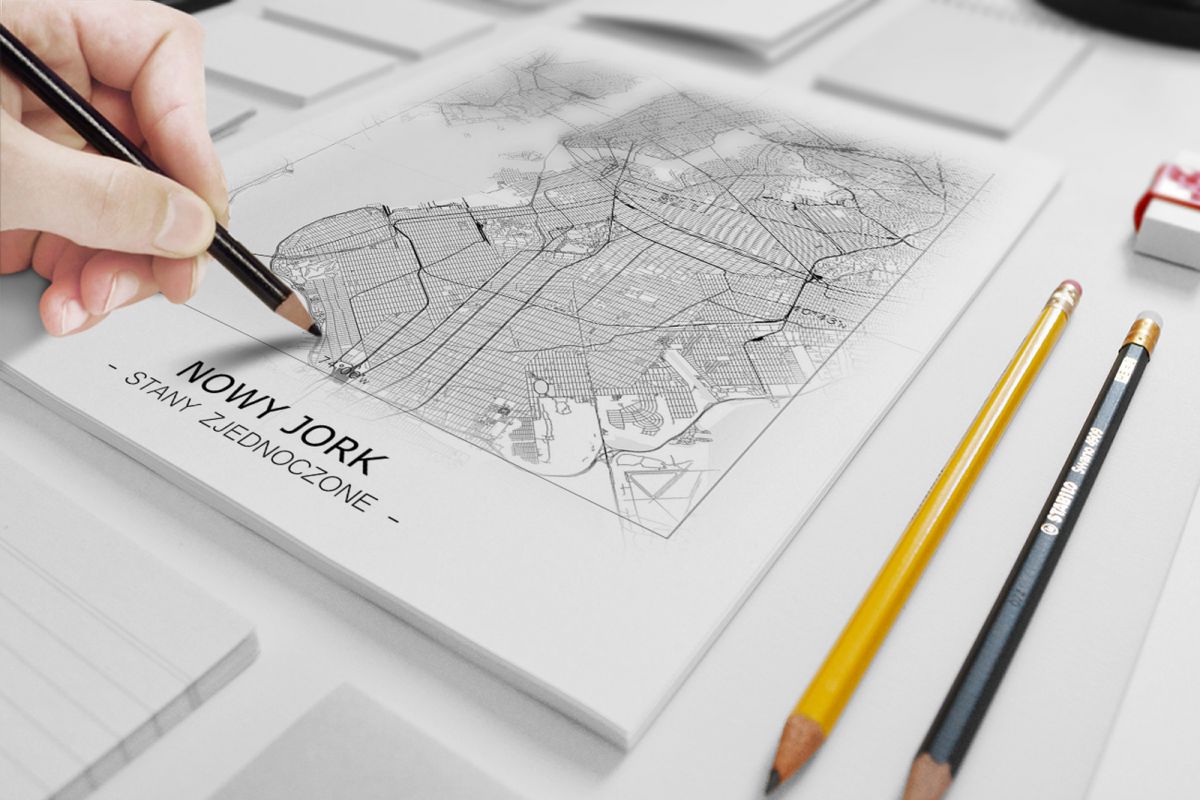 Kraków - Czarno-biała mapa 40x50 cm